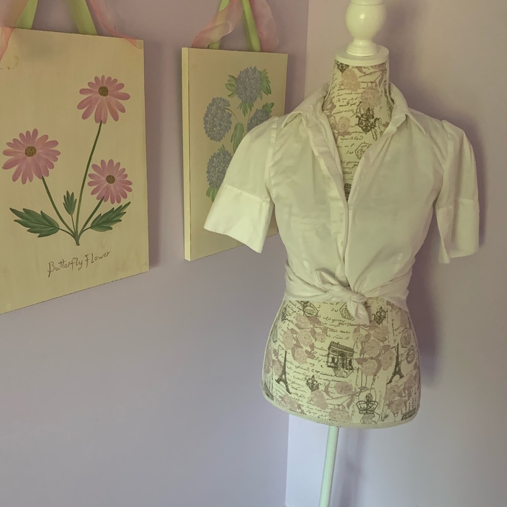 Ann Taylor Petites White Shortsleeved Blouse